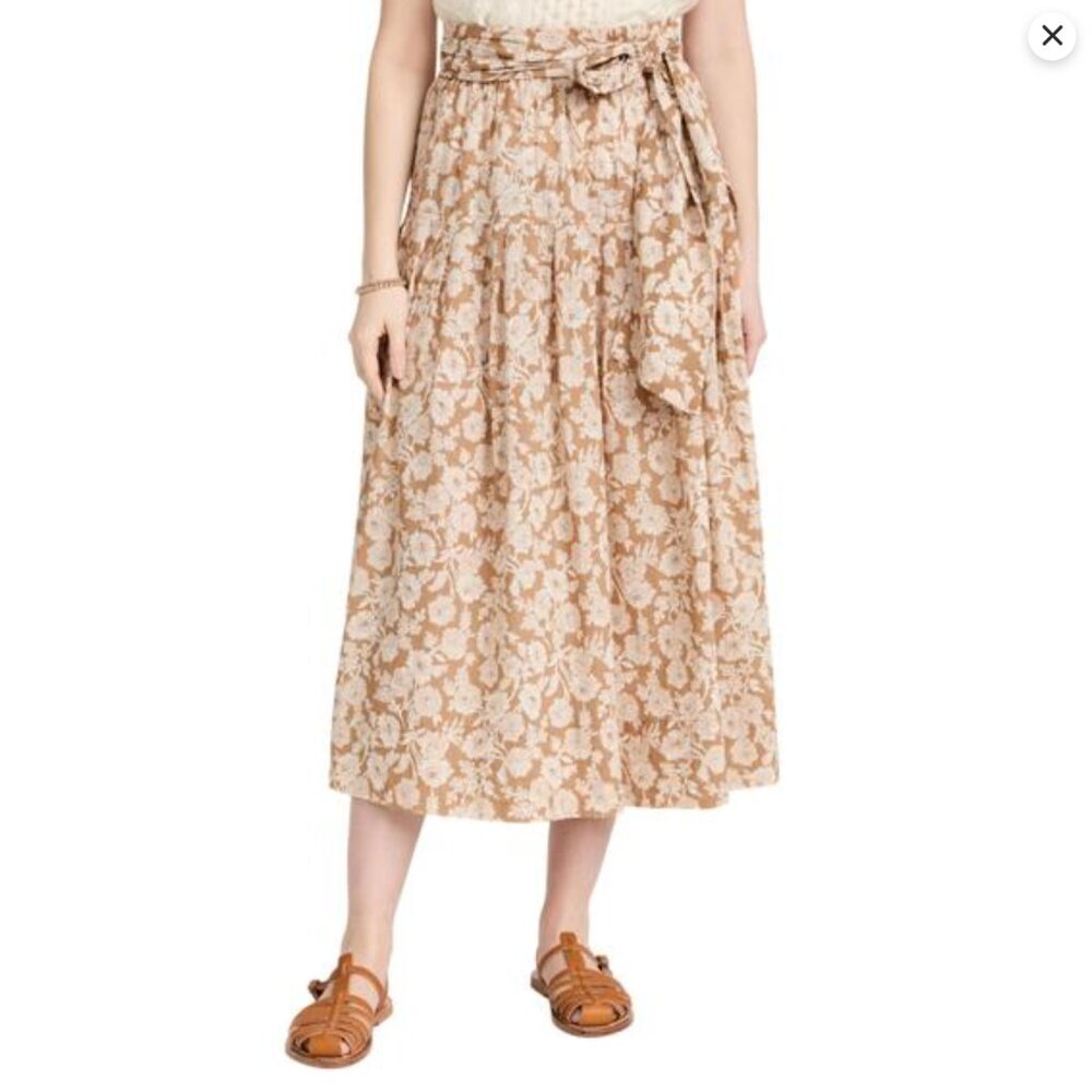 THE GREAT. Highland Skirt in Oat Wild Brush Floral